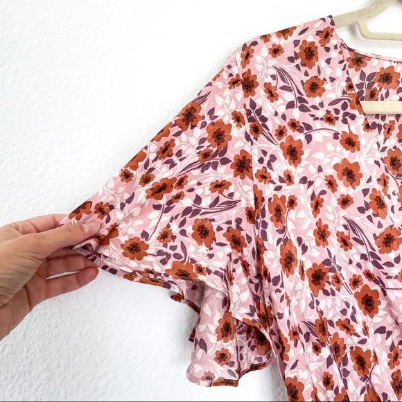 Lovestitch Liliana Ruffle Midi High Low Dress in VintageRose/Auburn - Picture 8 of 8